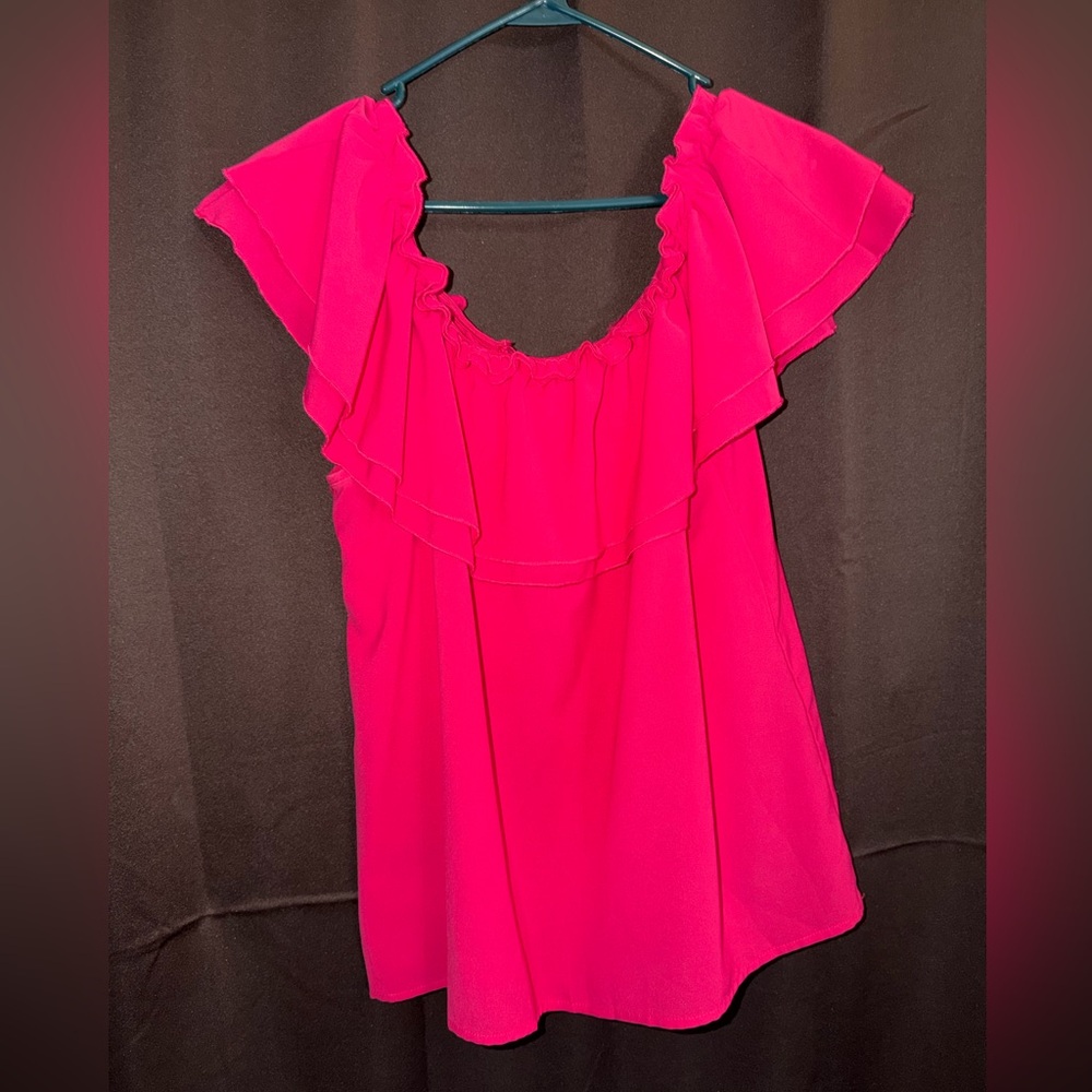Elegant Pink Ruffle Blouse
